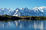 Le lac Cheserys, reflets des Aiguilles de Chamonix