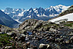 Le massif du Mont Blanc du torrent du lac Blanc