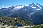 Lacs Cheserys, glacier du Tour, Aiguilles du Chardonnet et d'Argentire et glacier d'Argentire